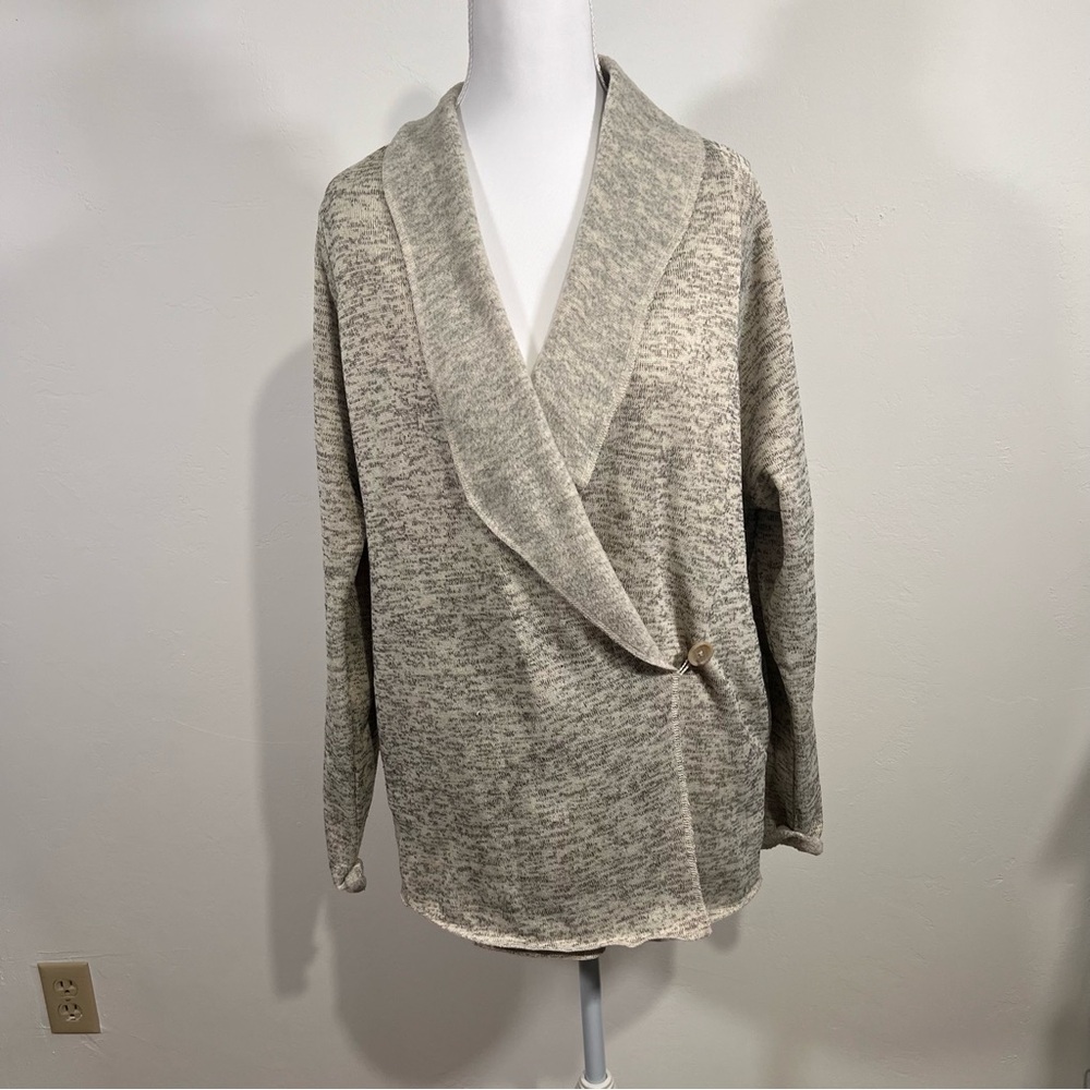 Cozy Shawl Collar Wrap Sweater Cardigan - Light Gray